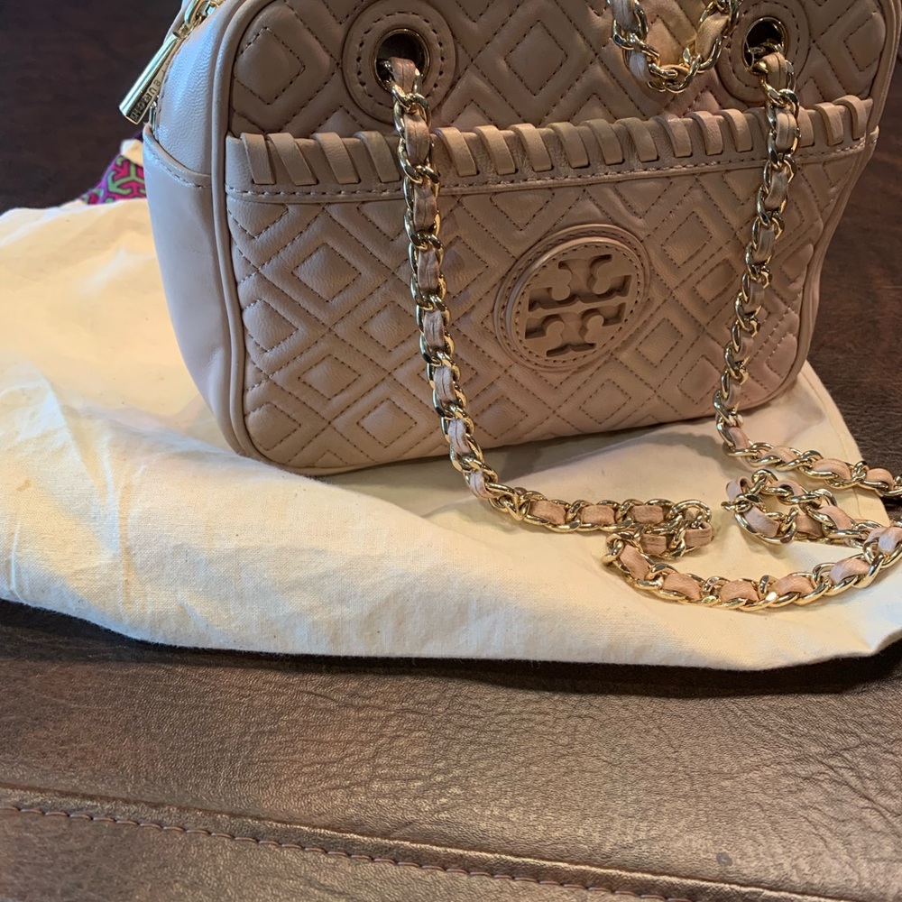 Tory Burch Tan Quilted Chain Bag